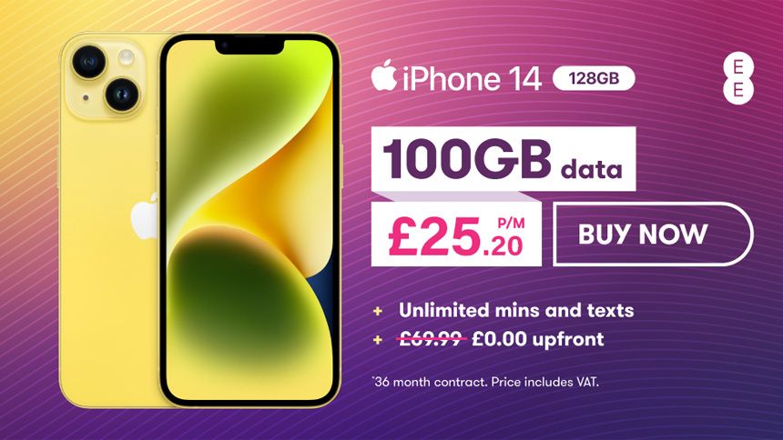 Top Mobile Deal - Apple iPhone 14 | £0 upfront + £27.60 a month